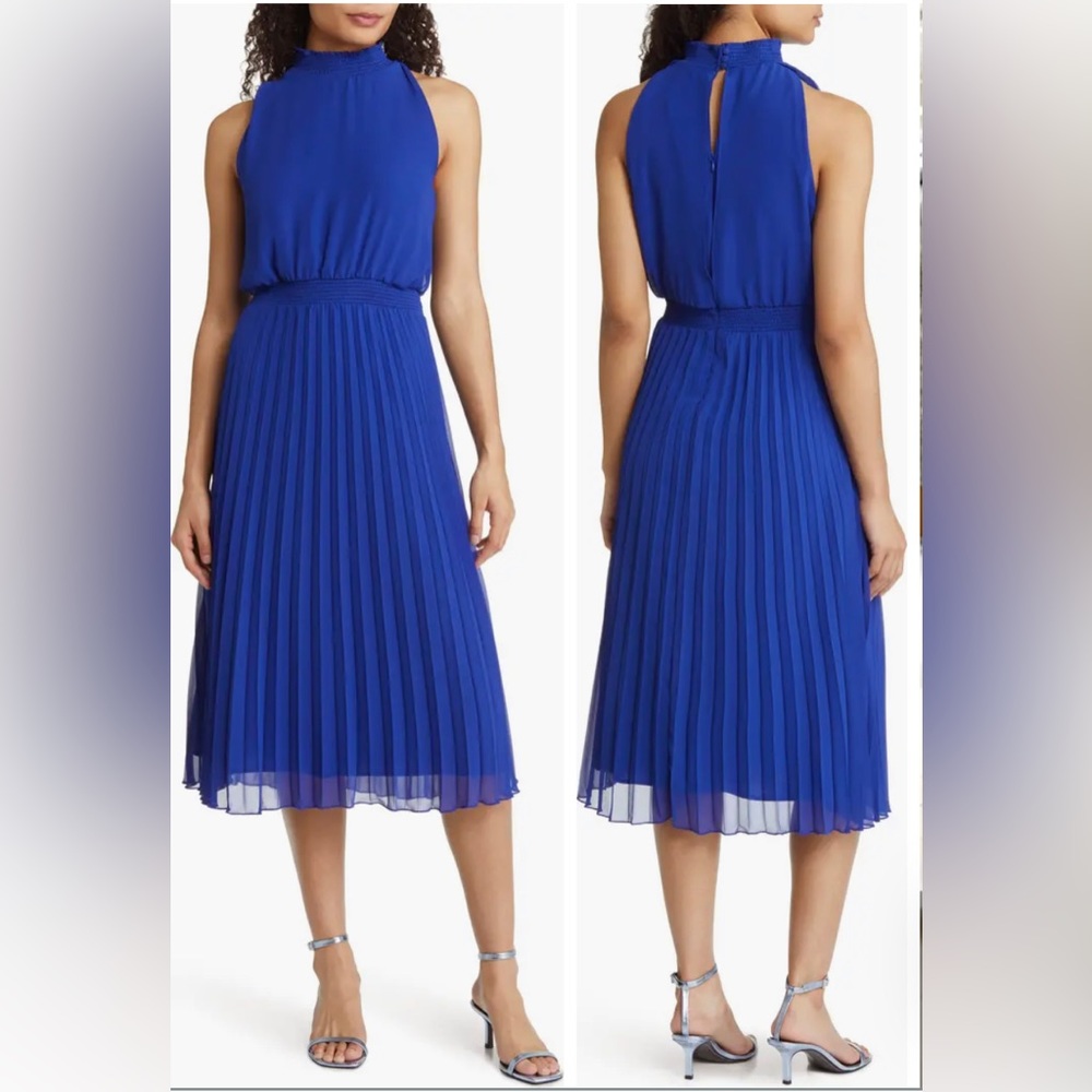 NWT Sam Edelman Bloused-Bodice Pleated Skirt dress